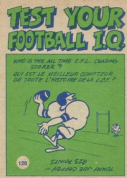 1972 O-Pee-Chee CFL #120 Pro Action Back