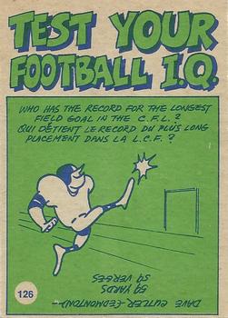 1972 O-Pee-Chee CFL #126 Pro Action Back