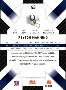 2009 Donruss Threads #43 Peyton Manning Back