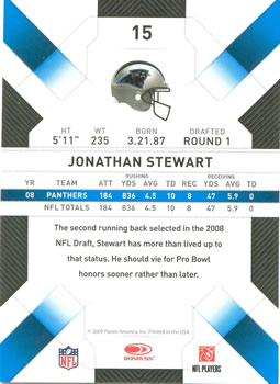 2009 Donruss Threads #15 Jonathan Stewart Back