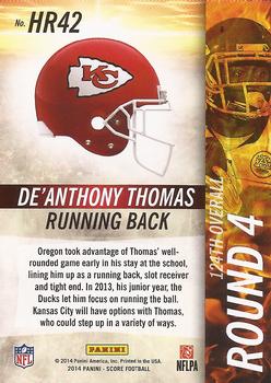 2014 Score - Hot Rookies #HR42 De'Anthony Thomas Back