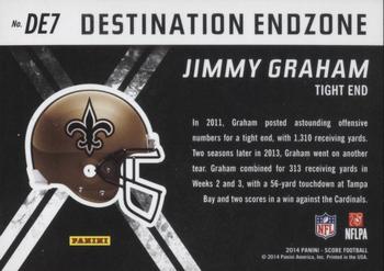 2014 Score - Destination End Zone Gold #DE7 Jimmy Graham Back