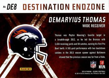2014 Score - Destination End Zone Gold #DE8 Demaryius Thomas Back