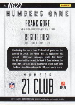 2014 Score - Numbers Game #NG22 Frank Gore / Reggie Bush Back