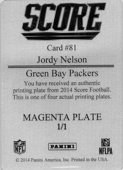 2014 Score - Printing Plates Magenta #81 Jordy Nelson Back