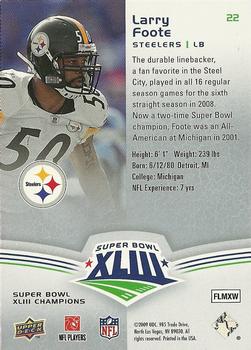 2009 Upper Deck Super Bowl XLIII Box Set #22 Larry Foote Back