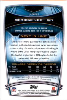 2014 Bowman - Rookies #1 Marqise Lee Back