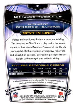 2014 Bowman - Rookies #31 Bradley Roby Back