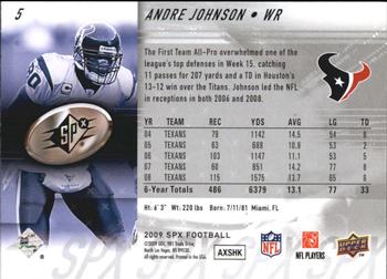 2009 SPx #5 Andre Johnson Back