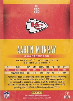 2014 Panini Prestige - Extra Points Red #203 Aaron Murray Back