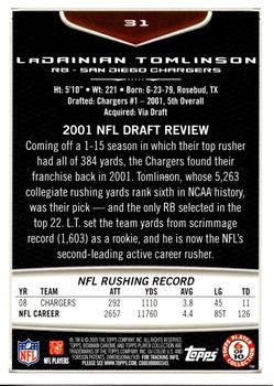 2009 Bowman Chrome #31 LaDainian Tomlinson Back