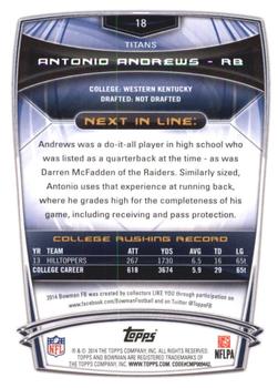 2014 Bowman - Rookies Black #18 Antonio Andrews Back