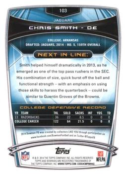 2014 Bowman - Rookies Black #103 Chris Smith Back