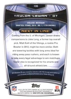 2014 Bowman - Rookies Black #106 Taylor Lewan Back