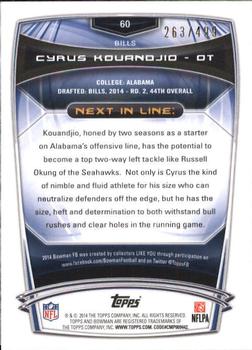 2014 Bowman - Rookies Blue #60 Cyrus Kouandjio Back