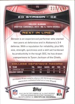 2014 Bowman - Rookies Gold #15 Ed Stinson Back