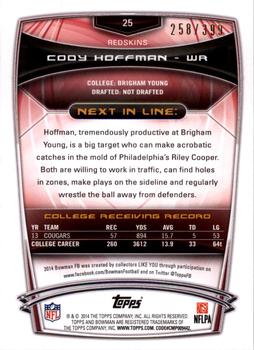 2014 Bowman - Rookies Gold #25 Cody Hoffman Back