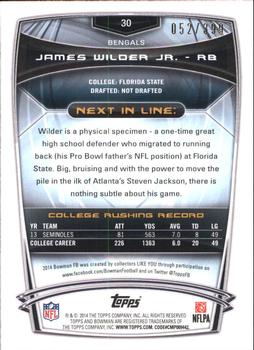 2014 Bowman - Rookies Gold #30 James Wilder Jr. Back