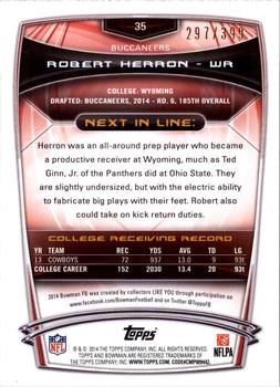 2014 Bowman - Rookies Gold #35 Robert Herron Back