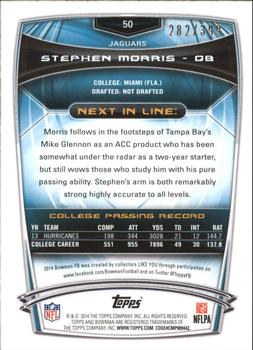 2014 Bowman - Rookies Gold #50 Stephen Morris Back