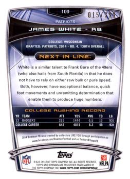 2014 Bowman - Rookies Gold #100 James White Back