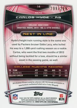 2014 Bowman - Rookies Orange #14 Carlos Hyde Back
