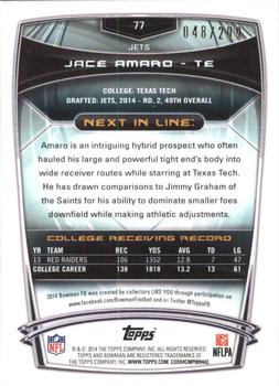 2014 Bowman - Rookies Orange #77 Jace Amaro Back