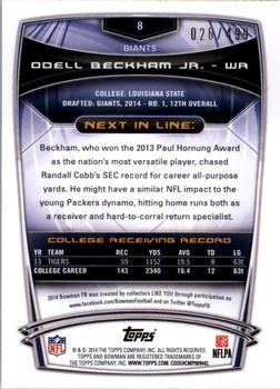 2014 Bowman - Rookies Rainbow Blue #8 Odell Beckham Jr. Back