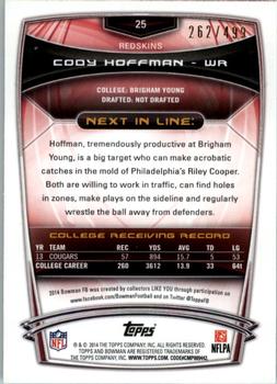 2014 Bowman - Rookies Rainbow Blue #25 Cody Hoffman Back