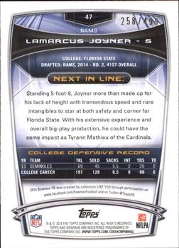 2014 Bowman - Rookies Rainbow Blue #47 Lamarcus Joyner Back
