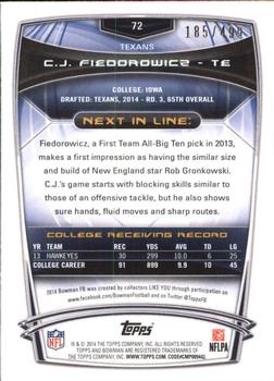 2014 Bowman - Rookies Rainbow Blue #72 C.J. Fiedorowicz Back