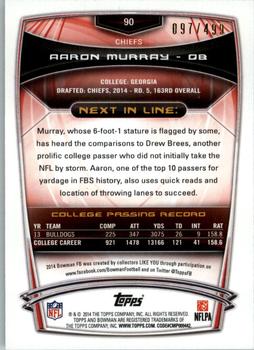 2014 Bowman - Rookies Rainbow Blue #90 Aaron Murray Back