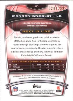 2014 Bowman - Rookies Rainbow Gold #65 Morgan Breslin Back