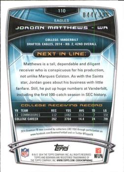 2014 Bowman - Rookies Rainbow Gold #110 Jordan Matthews Back