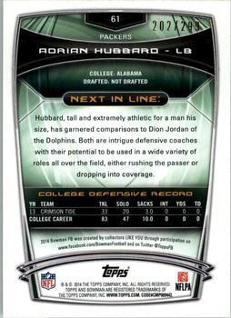 2014 Bowman - Rookies Rainbow Orange #61 Adrian Hubbard Back