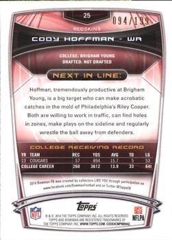 2014 Bowman - Rookies Rainbow Red #25 Cody Hoffman Back