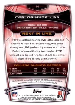 2014 Bowman - Rookies Purple #14 Carlos Hyde Back
