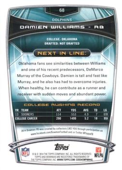 2014 Bowman - Rookies Purple #68 Damien Williams Back