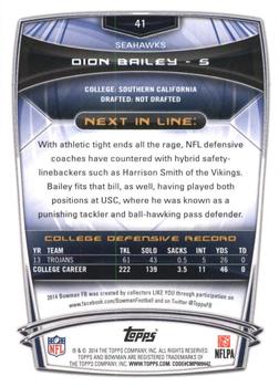 2014 Bowman - Rookies Rainbow Purple #41 Dion Bailey Back