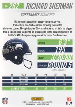2014 Panini Hot Rookies - Scorecard #262 Richard Sherman Back