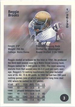 1994 Superior Rookies #3 Reggie Brooks Back