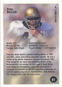 1994 Superior Rookies #61 Pete Bercich Back