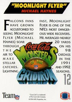1993 Coca-Cola Monsters of the Gridiron #12 Michael Haynes Back