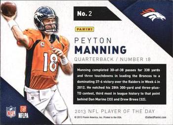2013 Panini NFL Player of the Day #2 Peyton Manning Back