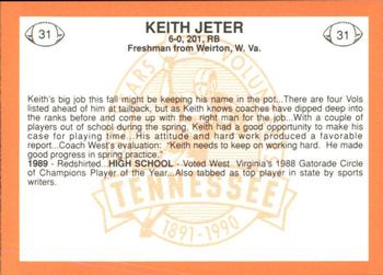 1990 Tennessee Volunteers Centennial #31 Keith Jeter Back