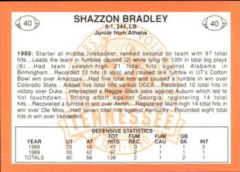 1990 Tennessee Volunteers Centennial #40 Shazzon Bradley Back
