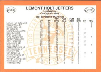 1990 Tennessee Volunteers Centennial #233 Lemont Holt Jeffers Back