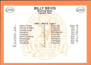 1990 Tennessee Volunteers Centennial #239 Billy Bevis Back