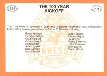 1990 Tennessee Volunteers Centennial #291 The 100 Years Kickoff Back