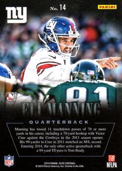 2014 Panini Elite - Legends of the Fall Silver #14 Eli Manning Back